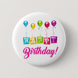  Colourful Happy Birthday  2 Inch Round Button