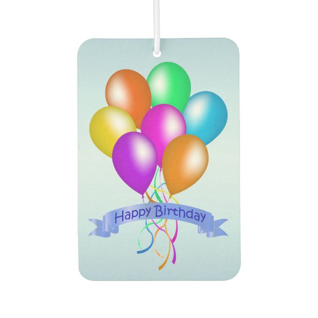 Colourful Happy Birthday Balloons Banner Party Car Air Freshener (Front)