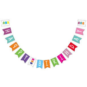Colourful Happy Birthday Bunting Flags