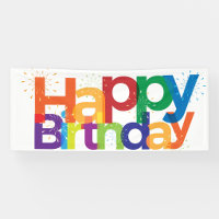 Colourful Happy Birthday Burst Banner