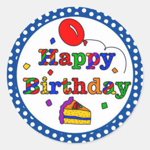 Colourful Happy Birthday  Classic Round Sticker