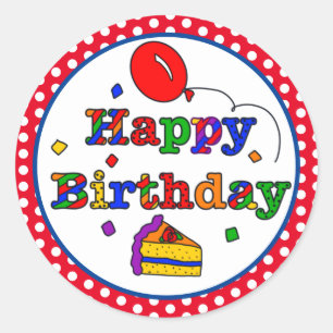 Colourful Happy Birthday Classic Round Sticker