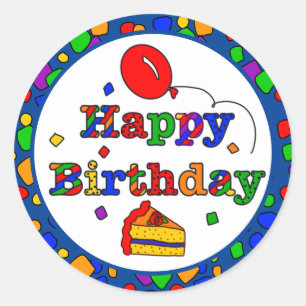 Colourful Happy Birthday  Classic Round Sticker