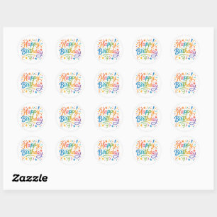 Colourful Happy Birthday Classic Round Sticker
