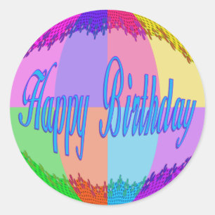 Colourful Happy Birthday Classic Round Sticker
