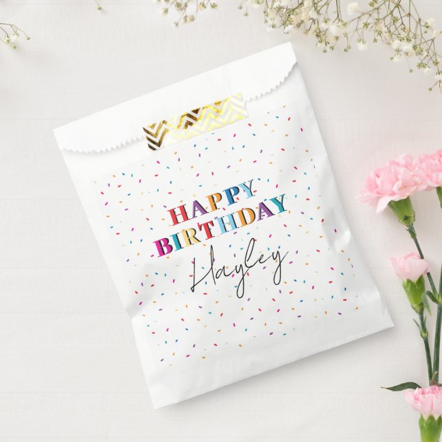 Colourful Happy Birthday Custom Name Confetti Favour Bag (Sealed)