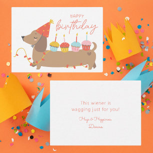 Colourful Happy Birthday Cute Dog Birthday Card