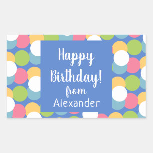 Colourful Happy Birthday from Name Blue Classic Ro Sticker