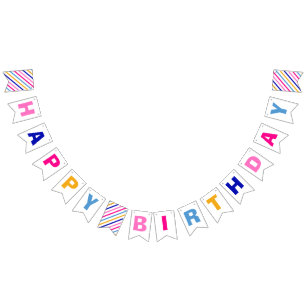 Colourful Happy Birthday Girl Boy Party Bunting Flags