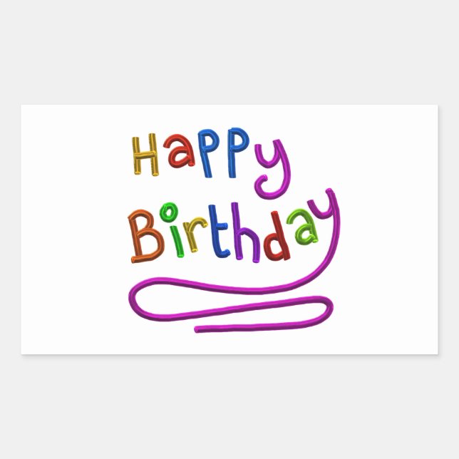 Colourful Happy Birthday Greeting Sticker (Front)
