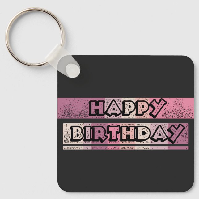 colourful happy birthday keychain (Front)