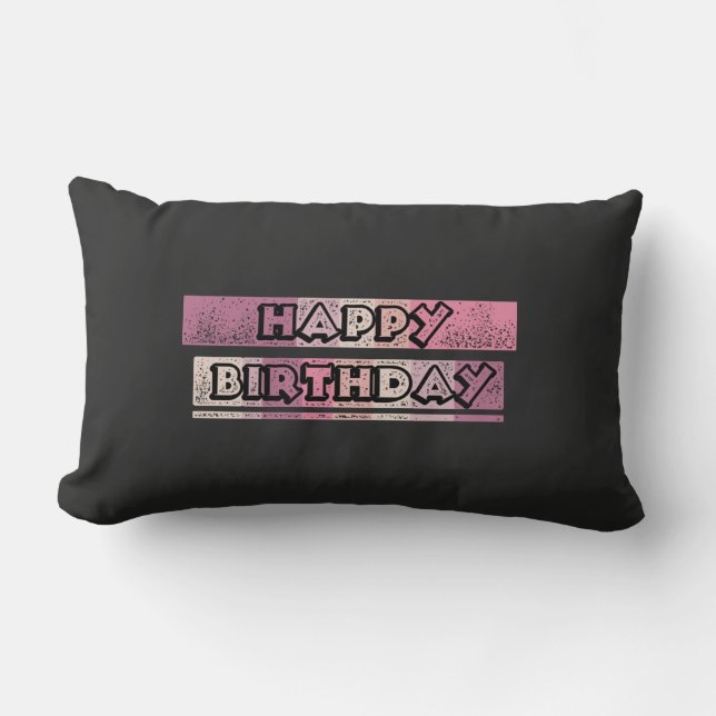 colourful happy birthday lumbar pillow (Front)