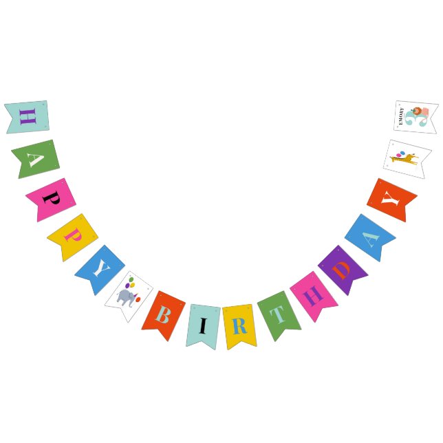 Colourful Happy Birthday Party Animals Bunting Flags (All)