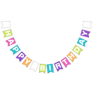 Colourful Happy Birthday Party Bunting Flags