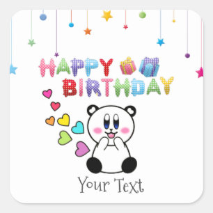 Colourful Happy Birthday Party Custom Square Sticker