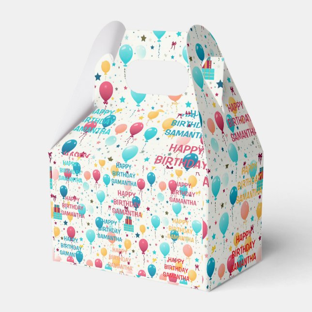 Colourful Happy Birthday Pattern Favor Box (Front Side)