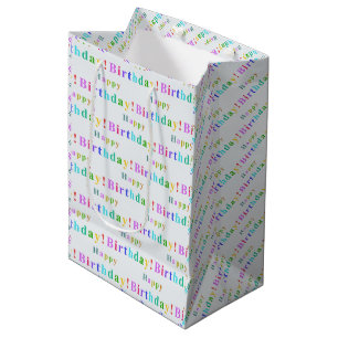 Colourful Happy Birthday Pattern Medium Gift Bag