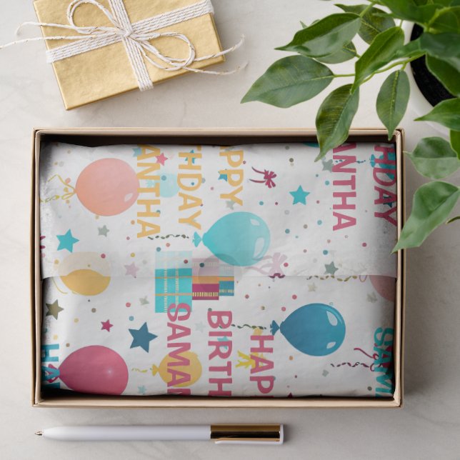 Colourful Happy Birthday Pattern Tissue Paper (Gift)