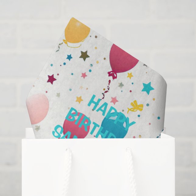 Colourful Happy Birthday Pattern Tissue Paper (Gift Bag)