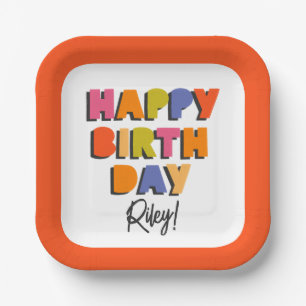 Colourful Happy Birthday Personalized Paper Plate
