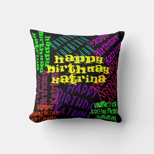 Colourful Happy Birthday Pillow Personalized (Front)
