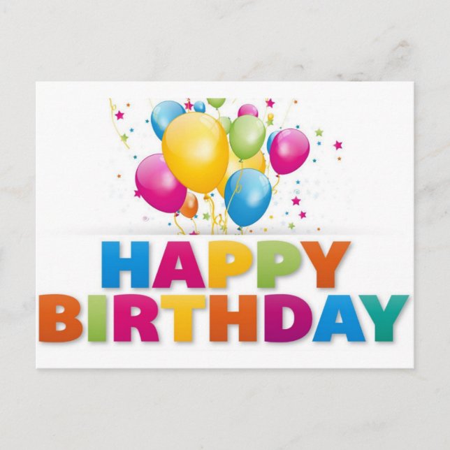 Colourful Happy Birthday  Postcard (Front)