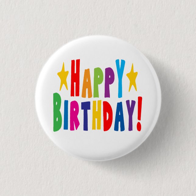 Colourful Happy Birthday Text 1 Inch Round Button (Front)