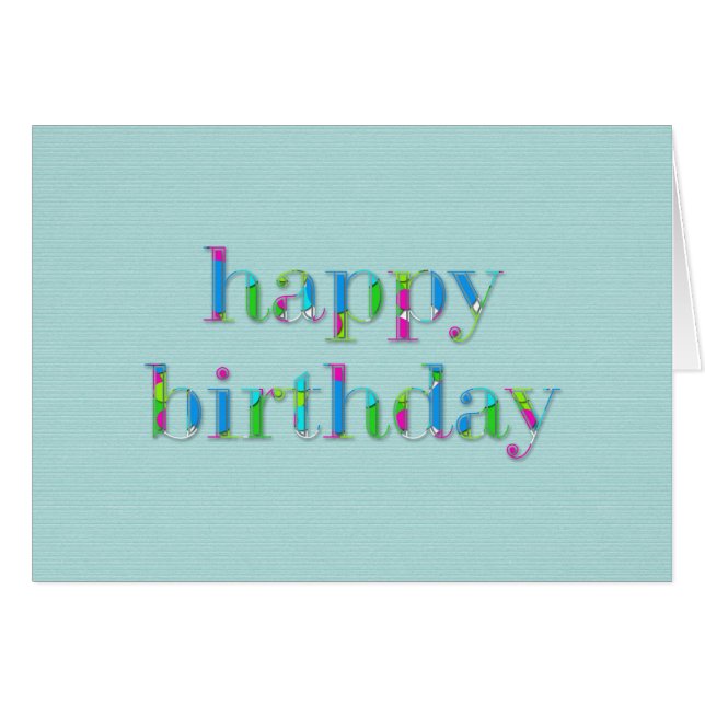 Colourful Happy Birthday Text, Blue (Front Horizontal)
