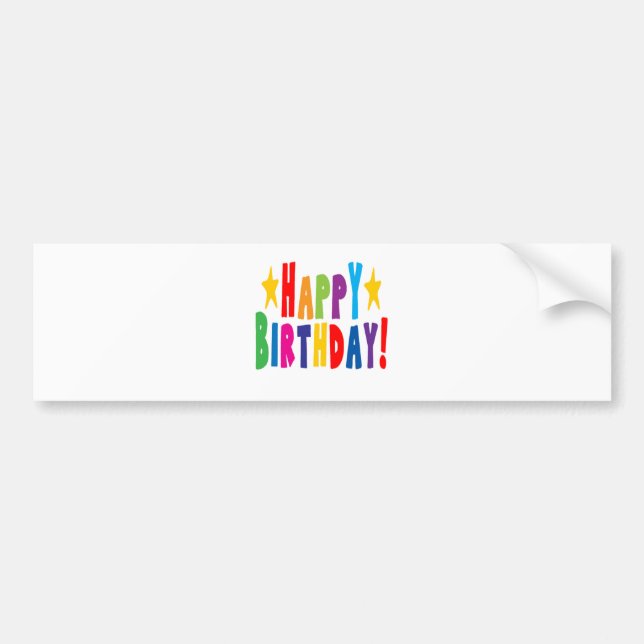 Colourful Happy Birthday Text Bumper Sticker (Front)