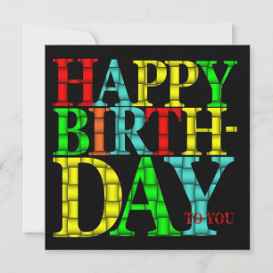Colourful Happy Birthday Text with Black Backgroun Invitation