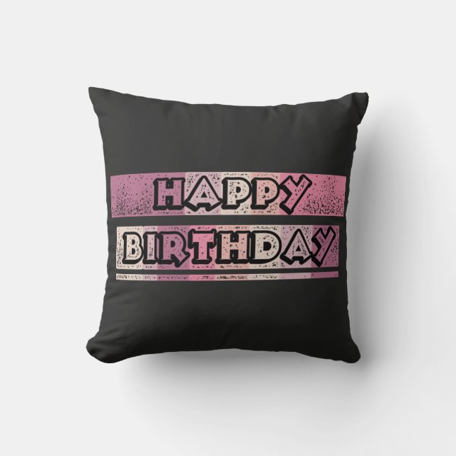 colourful happy birthday throw pillow (Front)