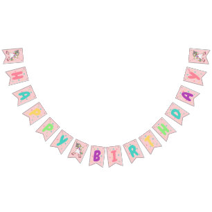 Colourful Happy Birthday Unicorn Dabbing Bunting Flags