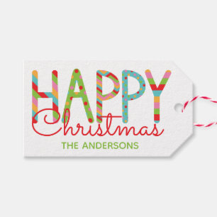 Colourful Happy Christmas Personalized Gift Tags