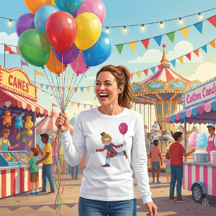 Colourful Happy Clown with Balloon Fun Circus T-Shirt