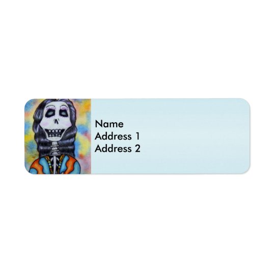 Colourful Happy Day of the Dead Skeleton Return Address Label