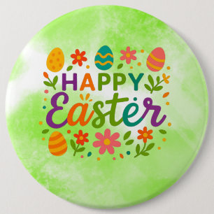 Colourful Happy Easter 6 Inch Round Button