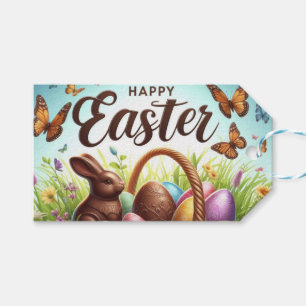 Colourful, Happy Easter basket with eggs Gift Tags