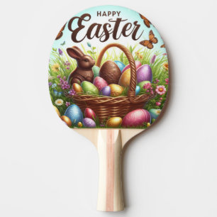 Colourful, Happy Easter basket with eggs Ping Pong Paddle