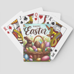 Colourful, Happy Easter basket with eggs Playing Cards