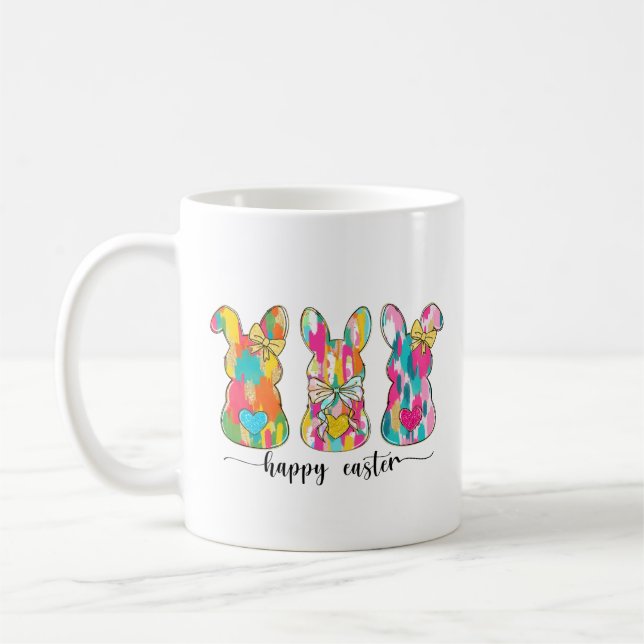 Colourful Happy Easter Bunny  Coffee Mug (Left)