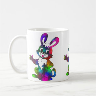 Colourful Happy Easter Bunny Mug with Chocolate