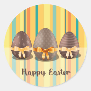 Colourful Happy Easter, Choco Easter Eggs Classic Round Sticker