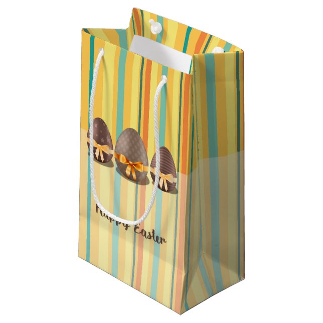 Colourful Happy Easter, Choco Easter Eggs Small Gift Bag (Front Angled)