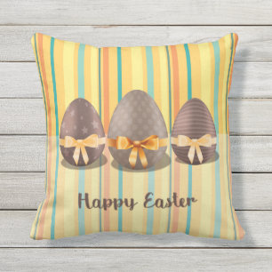Colourful Happy Easter, Choco Easter Eggs Throw Pillow
