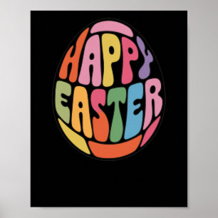 Colourful Happy Easter Egg - Funky Font Sticker  Poster