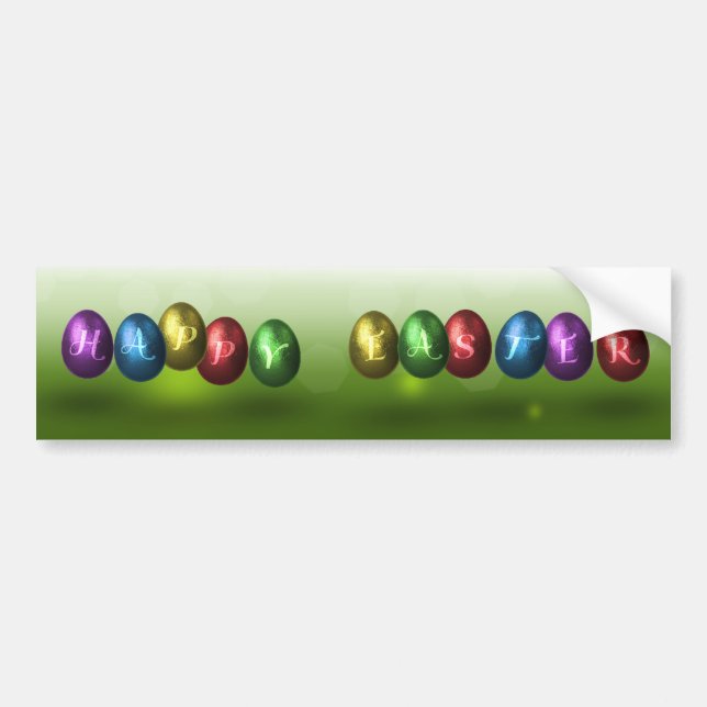 Colourful Happy Easter Eggs Bumper Sticker (Front)