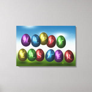 Colourful Happy Easter Eggs Canvas Print