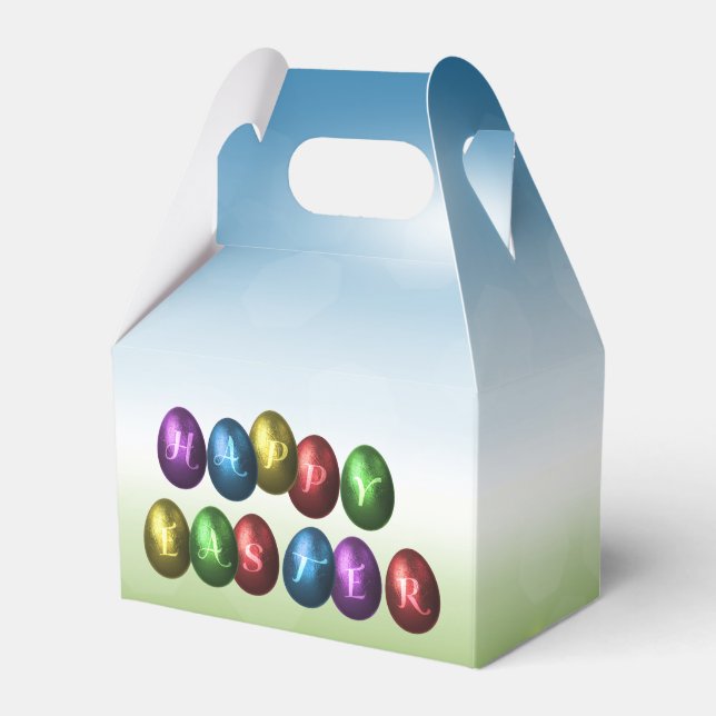 Colourful Happy Easter Eggs Favor Box (Front Side)