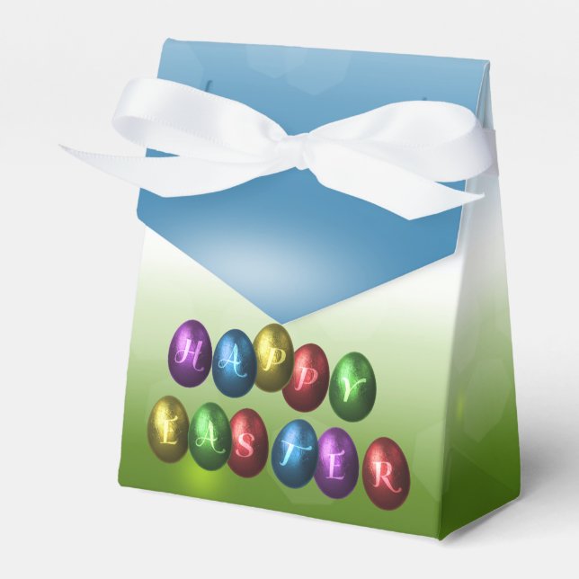 Colourful Happy Easter Eggs Favor Box (Front Side)