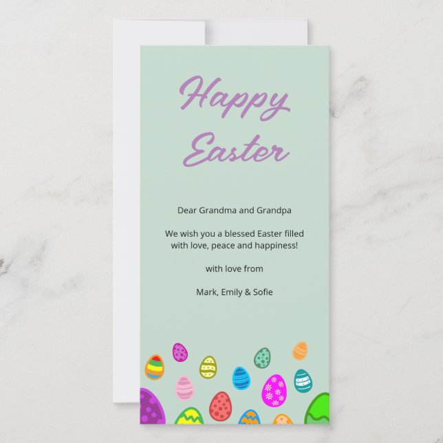 Colourful Happy Easter Eggs Holiday Card (Front)